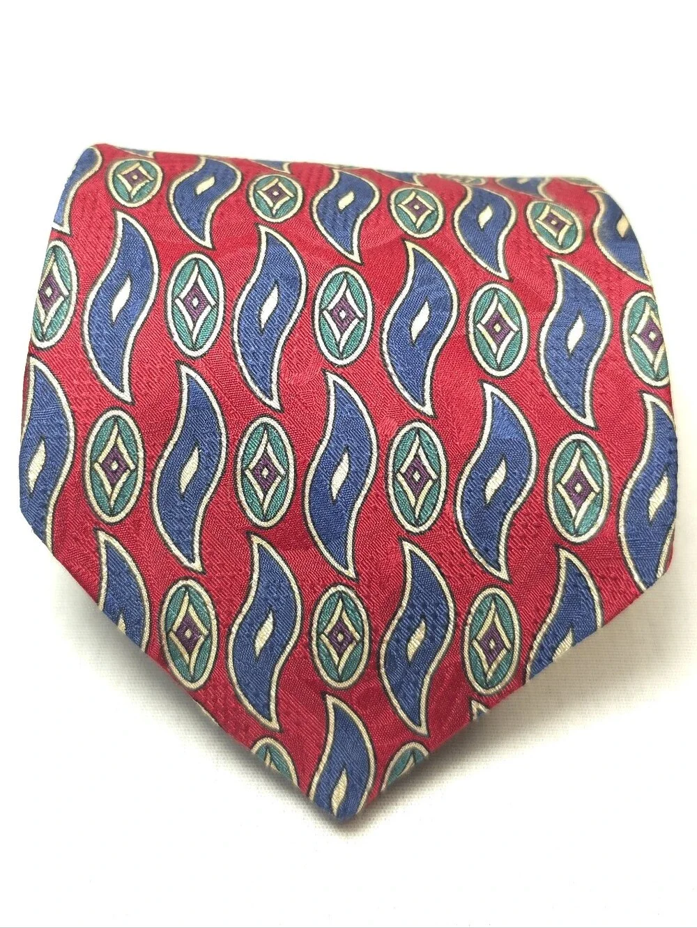 Liberty of London Red Tie with Blue and Green Paisley Motif